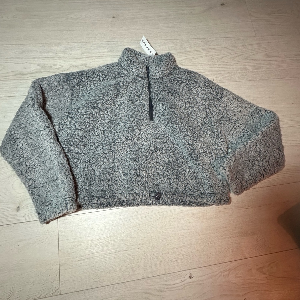 New Pacsun- LA Hearts crop sherpa sweater- grey